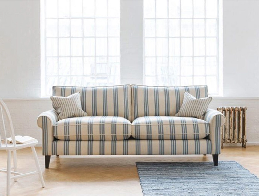 Waverley 3 Seater Sofa in Cloth 18 Bengal Stripe Indigo